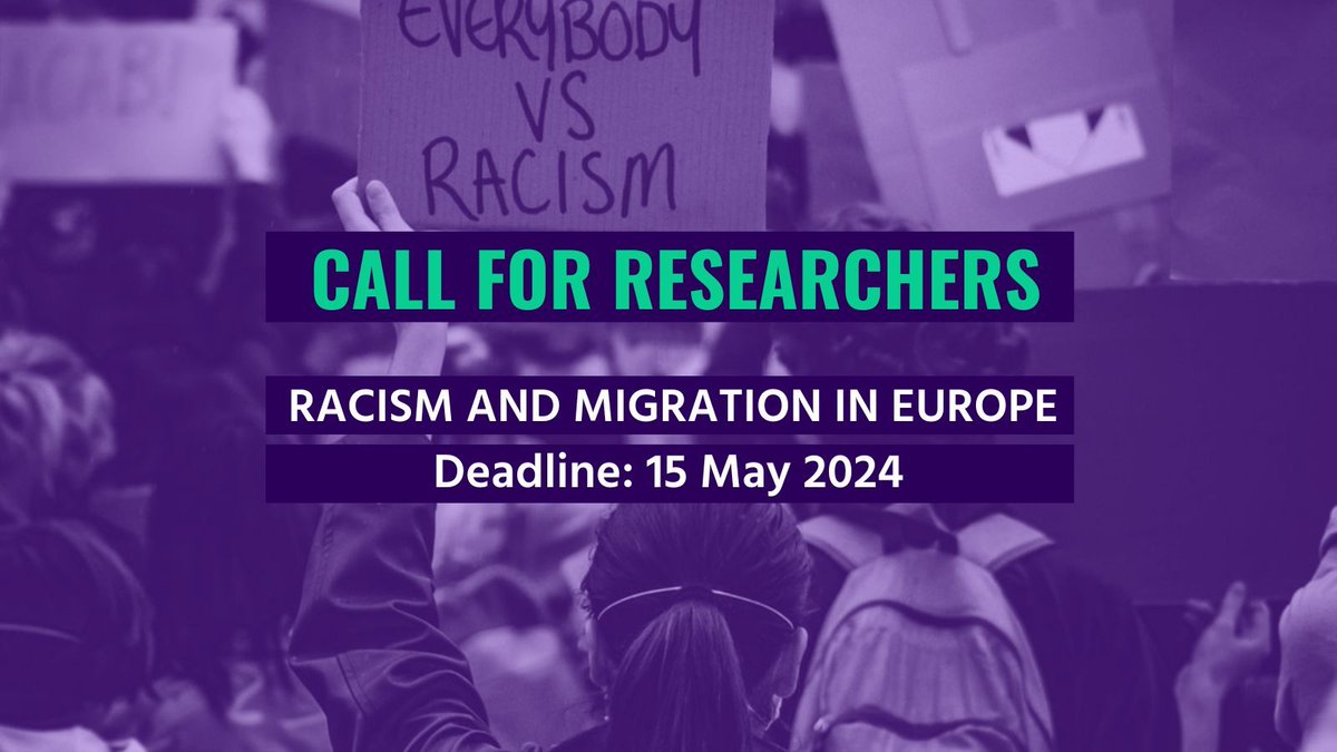 Last chance to apply! #research 📢 We are seeking several researchers for our upcoming study on #migration and #racism in Europe. 

Apply by 15 May ⏩ enar-eu.org/call-for-resea… 

#MigrationStudies #AntiRacism