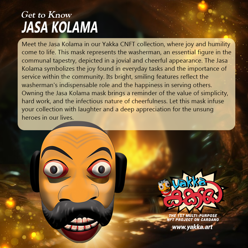 The  #GetToKnowTheMask' brings you the Jasa Kolama !

Representing the washerman an essential figure in the communal tapestry, its depicted in a jovial and cheerful appearance.

📷MINT HERE📷yakka.art

📷 Discord📷 lnkd.in/gTDvWekw

#Cardano #NFT #cnftproject