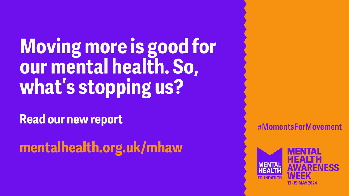 Despite knowing that movement is important for our mental health, many of us aren’t moving enough. Well, according to our new research, this is because we’re too cold, tired, and busy. Read our new report: mentalhealth.org.uk/movement-resea… #MomentsForMovement #MentalHealthAwarenessWeek