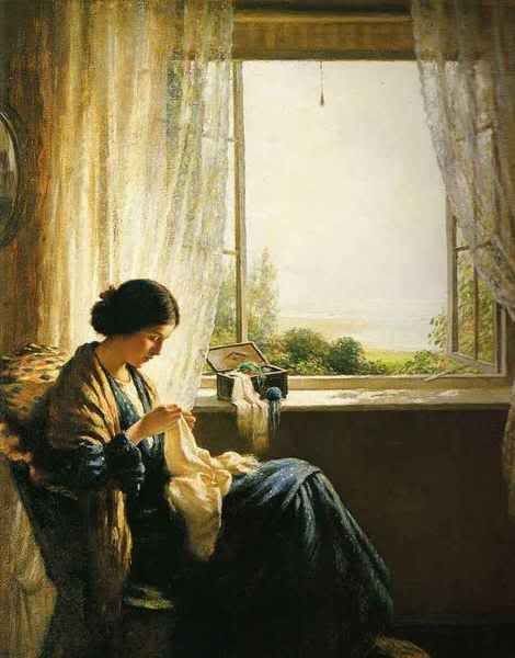 C'è un solo modo 
di dimenticare il tempo: impiegarlo. 

Baudelaire

#DilloConUnDipinto

#VentagliDiParole

William Kay Blacklock 
Woman sewing by the window, 1915