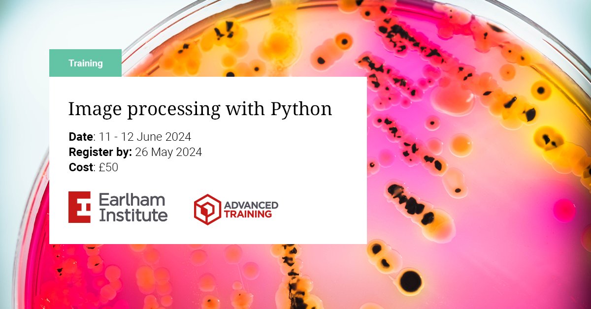 Do you produce large volumes of #ImageData? This workshop will teach you how to use #Python to increase automation and speed up analysis of image data. 🗓️ Register by 26 May 2024 okt.to/bpuBi1 #python #training #bioinformatics