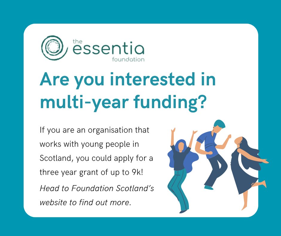 📢Applications open! The Essentia Foundation is offering multi-year funding aimed at supporting grassroots community organisations across Scotland. Application deadline: 24th June To find out more information / to apply 👉 tinyurl.com/yj6jvhm8