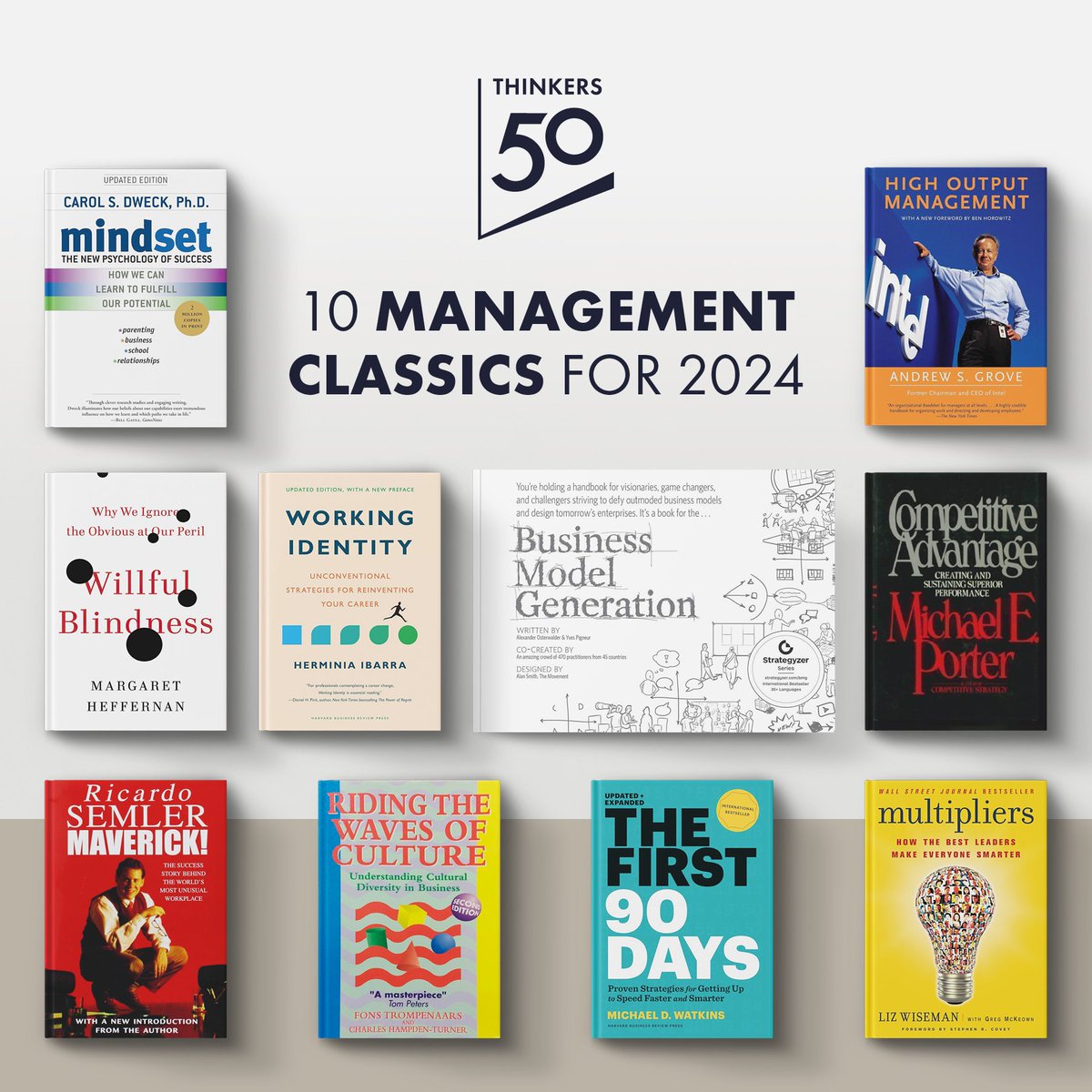Excited to bring you the #Thinkers50 Management Classics Booklist for 2024, our annual list honoring management and business books that have stood the test of time and remain powerfully relevant today: thinkers50.com/booklists/#man…