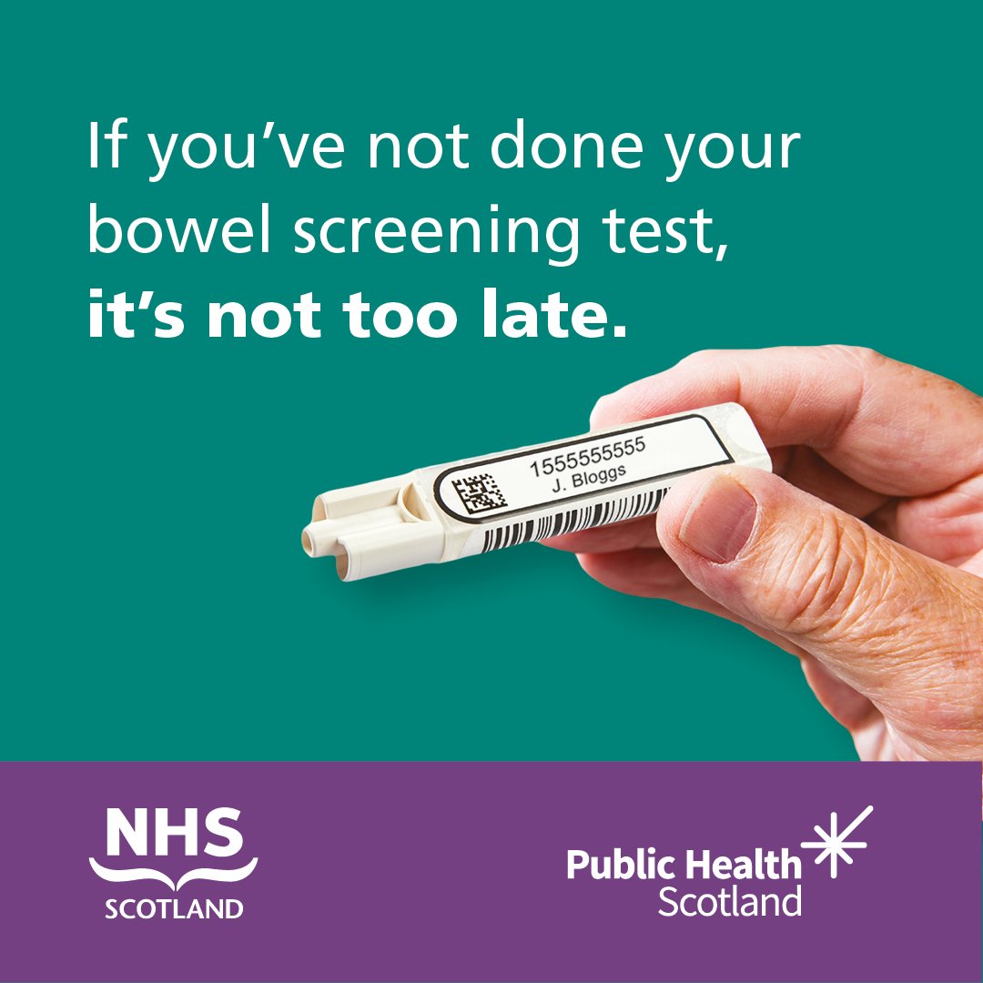 If you’re aged 50 to 74 and you’ve made a mistake on your bowel screening test, misplaced it, or you did not receive your test kit, you can request a replacement test kit at nhsinform.scot/bowelscreening 

#BowelScreeningScotland