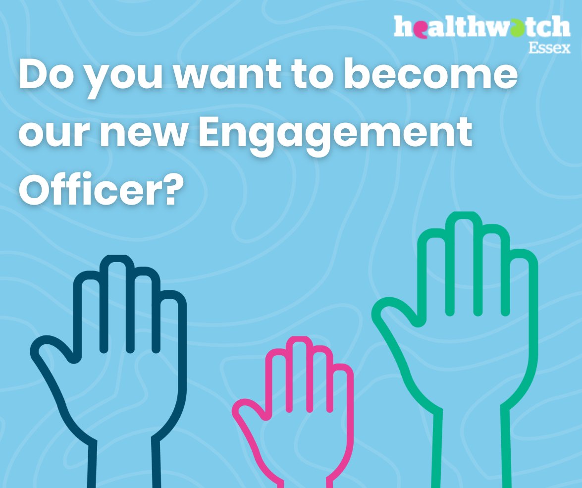 Are you passionate about improving health and social care in Essex? We're recruiting for a new Engagement Officer to join our team, where you will be working to deliver a variety of engagement and research-based events and projects. Find out more here: healthwatchessex.org.uk/get-involved/