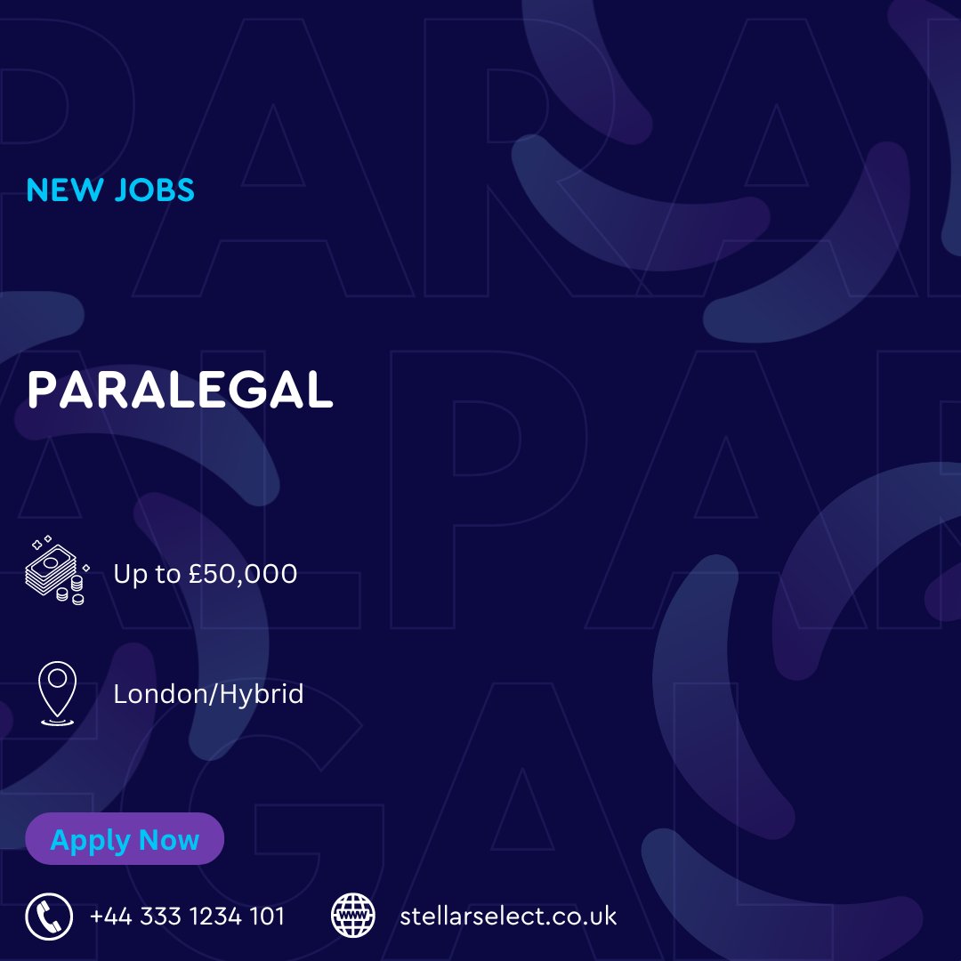 Are you passionate about the #LegalField?

Do you thrive in a fast-paced environment?

🎉 We're on the hunt for a talented #Paralegal to join a well-established Specialist Mortgage Lender! 💼

Apply here - vist.ly/ww2x 📲

#LegalJob #StellarJobs #London