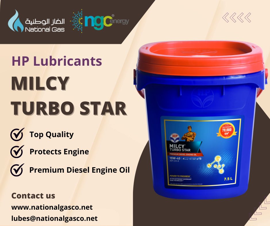 MILCY TURBO STAR 15W 40
National Gas Company provides high-performance HP lubricants from one of the largest lubricant marketers, which markets more than 350 grades of lubricants

To know more, kindly visit
nationalgasco.net.

#nationalgas #ngc #oman #hplubricants #hp