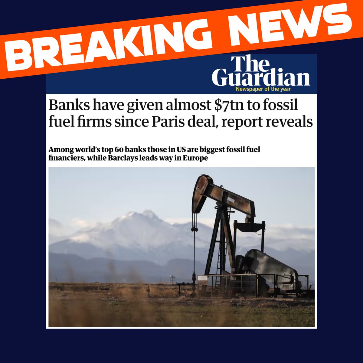 And the big 5 UK banks financed over $550bn of it 😡​

@BarclaysUK, @HSBC_UK, @santanderuk, @LloydsBank and @NatWest_Help are grossly profiting from the climate crisis by continuing to pump £££ into oil and gas expanders 💰

theguardian.com/environment/ar…