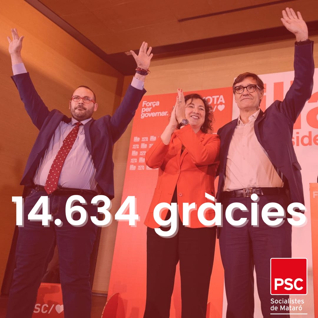 🌹 El PSC ha obtingut 14.634 vots a #Mataró. ❤️Gràcies! 👉Aquesta és la #forçapergovernar