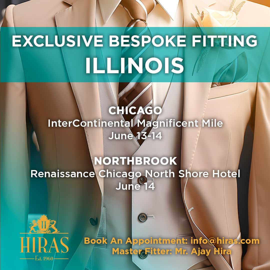 Discover the beauty of tailored clothing. Join us in #Illinois on June 13-14 for a fitting session that will redefine your wardrobe. Email us at info@hiras.com or book an appointment online hiras.com/Trip-Schedule #chicago #northbrook #fashionstyle #hirasbespoke