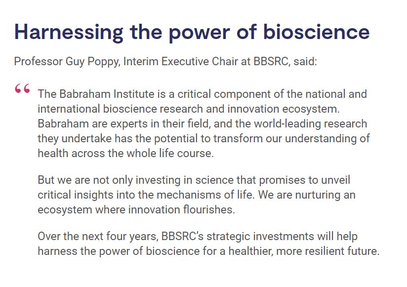 We’re investing £48m in three projects through @BabrahamInst, to harness the power of bioscience and advance research on how we can preserve health in our ageing population. Read the story ➡️ orlo.uk/tFLVp