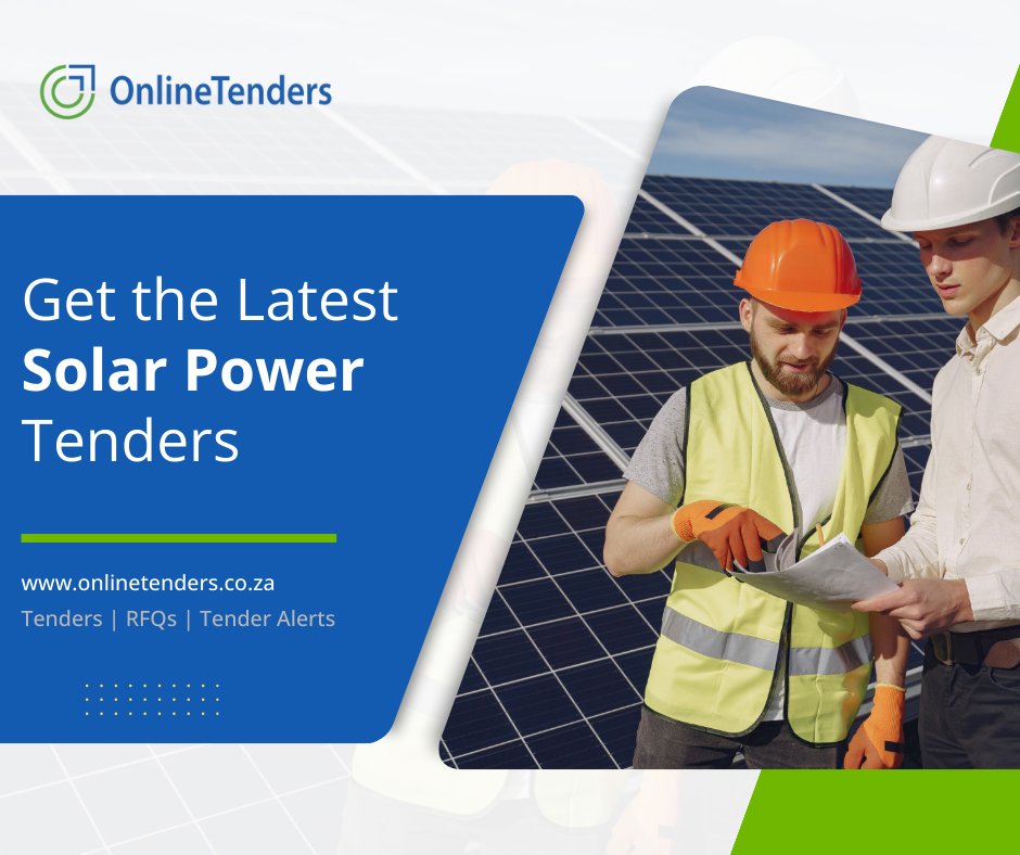 New Solar Power Tenders and Business Opportunities:
- Installation of solar power systems to Namaqua National Park.

#solarpower #dailytenderalerts #tenders #onlinetenders

Visit the OnlineTenders website to find the latest Solar Power tenders:
onlinetenders.co.za/tenders/south-…