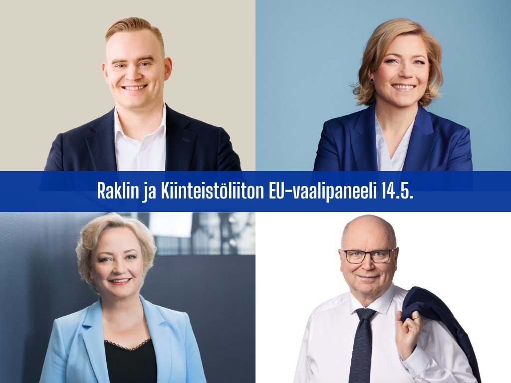 Tervetuloa seuraamaan Raklin ja Kiinteistöliiton EU-vaalipaneelia ja kuulemaan eurovaaliehdokkaita huomenna 14.5. klo 16-17! 🇪🇺 🔗 Seuraa EU-vaalipaneelin striimiä täältä ➡ lnkd.in/d9pXae8q #eurovaalit #EU