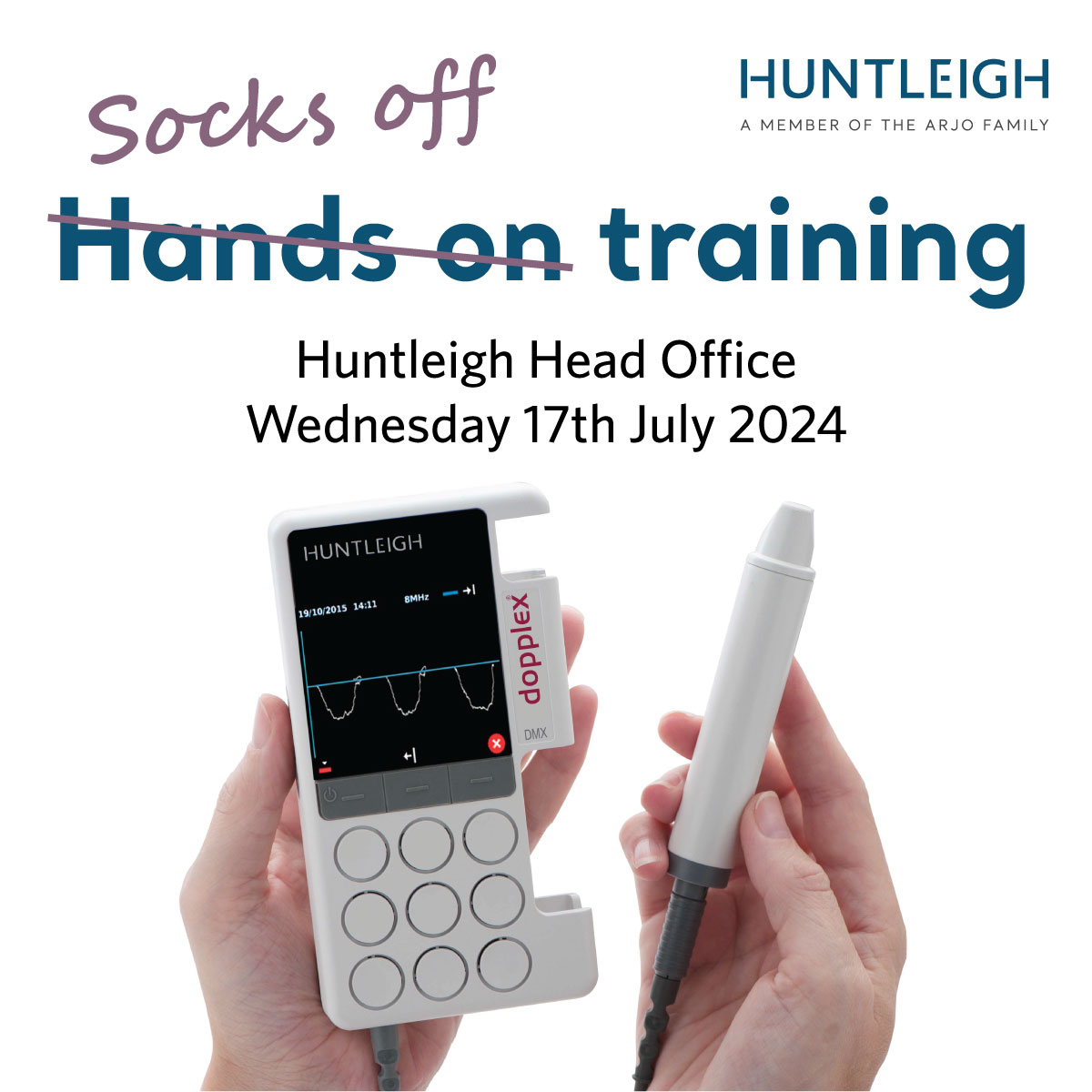 Huntleighdiag's tweet image. Our next Vascular Masterclass is in the calendar! Join us in Cardiff on the 17th of July at 9:30am for some more #SocksOffTraining.

Email kerry.nyland@arjo.com to reserve your place.