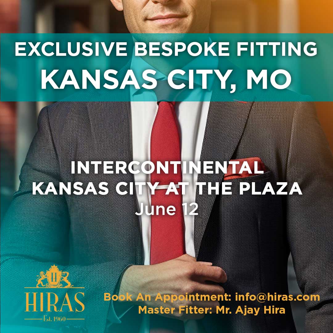 Unlock your unique style and customize your look with our bespoke service. Book a personal fitting in #Kansas on June 12. Email us at info@hiras.com to book a fitting today. Book an appointment online hiras.com/Trip-Schedule #missouri #fashionstyle #hirasbespoke