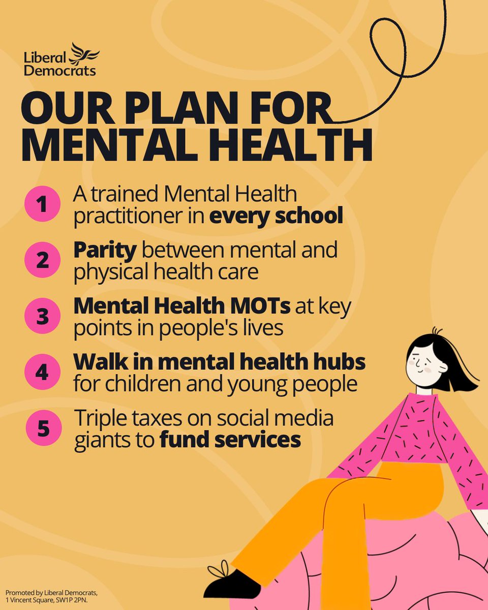 Far too often, mental health is still not treated with the respect or urgency that physical health is. 

We have a plan to tackle the mental health crisis, with early intervention, community support, and children and young people at its core. ⬇️ 

#MentalHealthAwarenessWeek