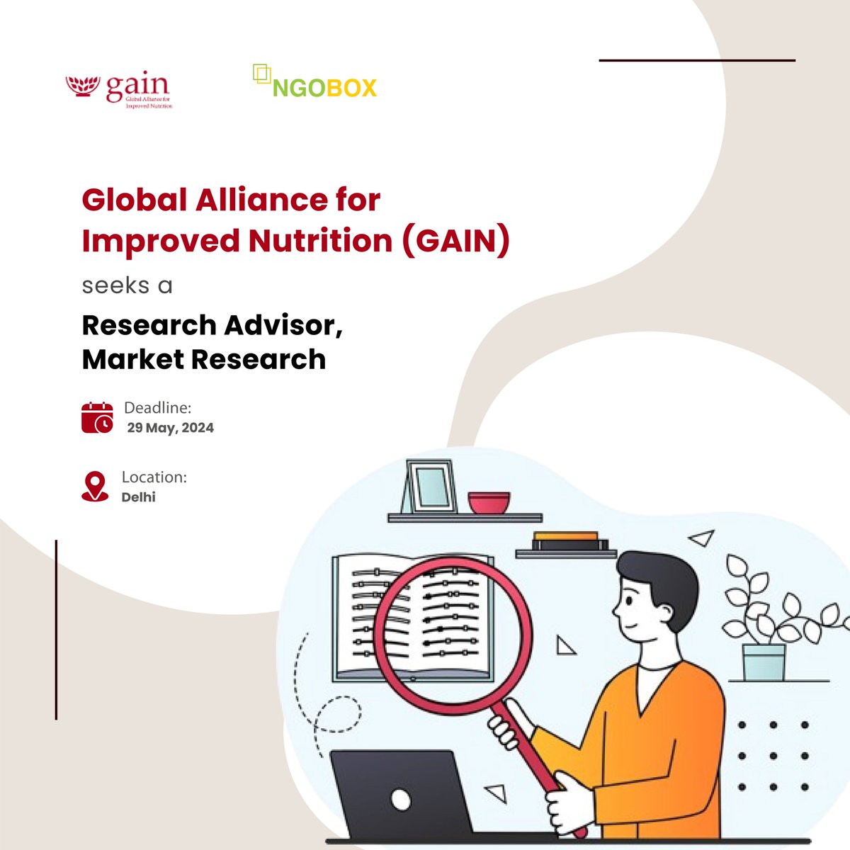 #JobOpening The Global Alliance for Improved Nutrition (GAIN) is seeking a Research Advisor, Market Research to manage the design and implementation of research and learning initiatives in supporting GAIN programming. Apply: ngobox.org/job-detail_Res… #ResearchAdvisor