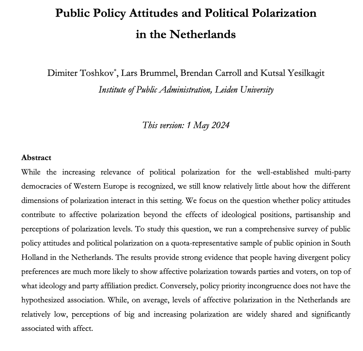 New pre-print 🚨 on policy attitudes and political polarization osf.io/preprints/osf/… with Lars Brummel, @Brendan1Carroll & @arifkutsal
