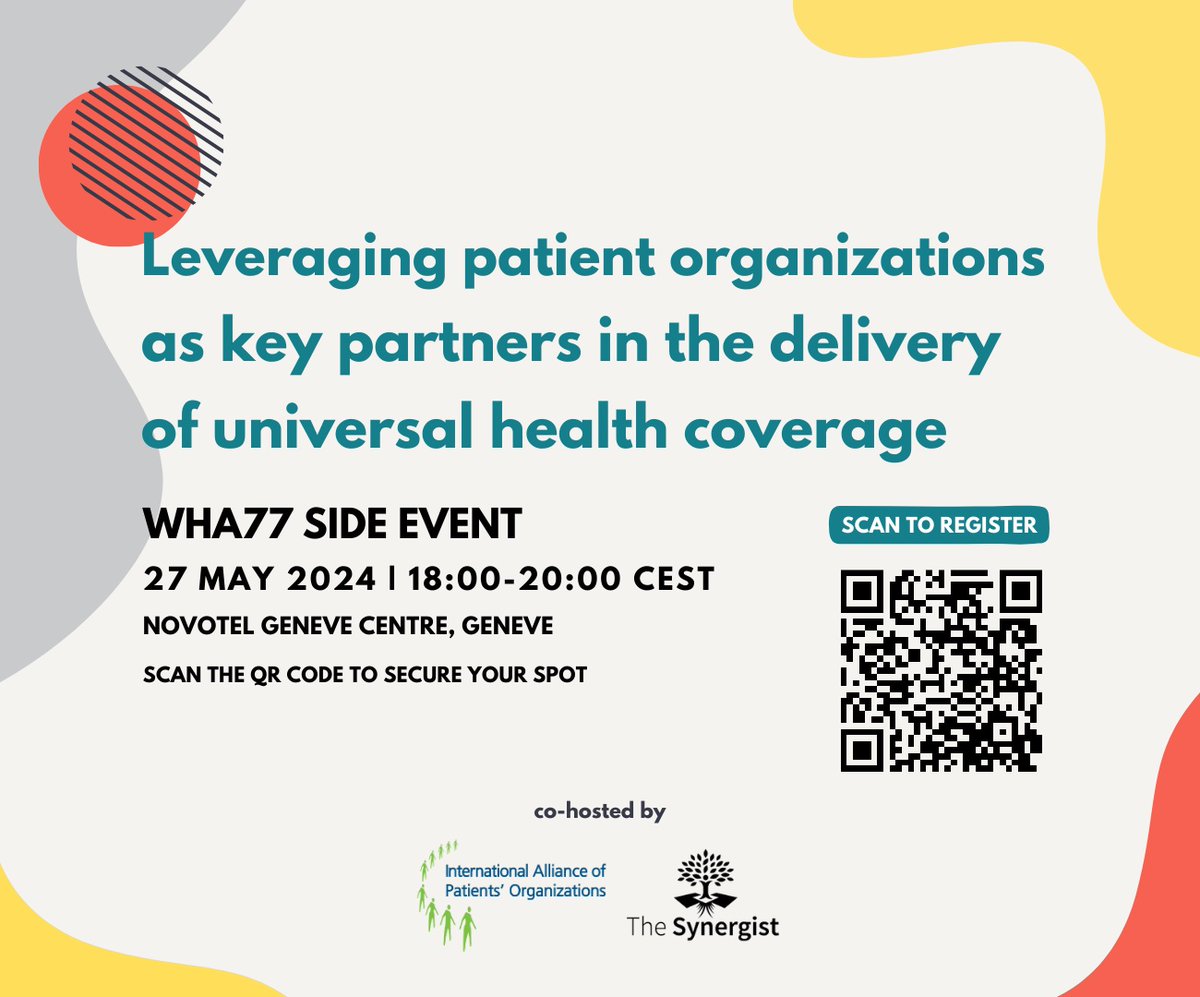 Join us at the Novotel Genève Centre on May 27th for a groundbreaking Side Event during #WHA77. Reserve your spot today:surveymonkey.com/r/IAPO-TS_WHA7… #UHC #HealthForAll