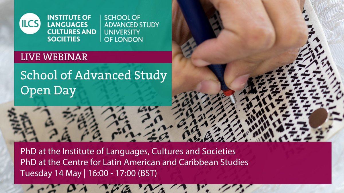 There's only one day to go until the joint webinar with Programme Directors from the Institute of Languages, Cultures and Societies and the Centre for Latin American and Caribbean Studies. Register your place now and begin your PhD journey: bit.ly/49STPog