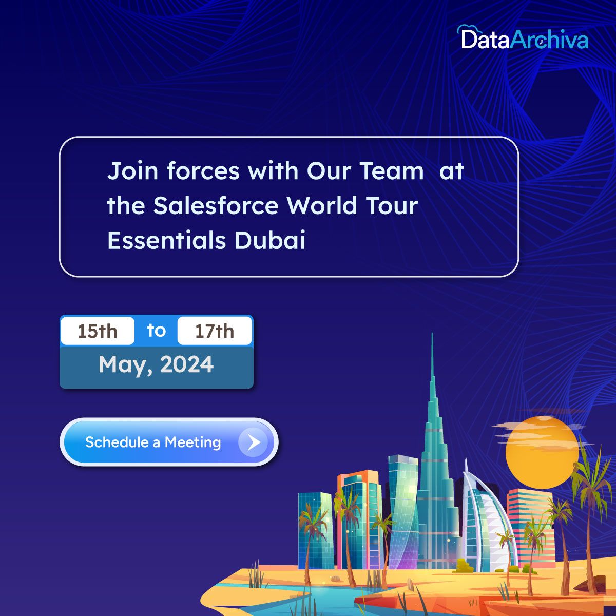 🌟 Join us in Dubai for an immersive journey into the future of business at Salesforce World Tour Essentials! 🚀

Learn More ➡ buff.ly/3wtTkUf

#SalesforceTour #SalesforceWorldTour #WorldTourEssentials2024 #WorldTourEssentialsDubai #DataArchiva #Data #DataProtection