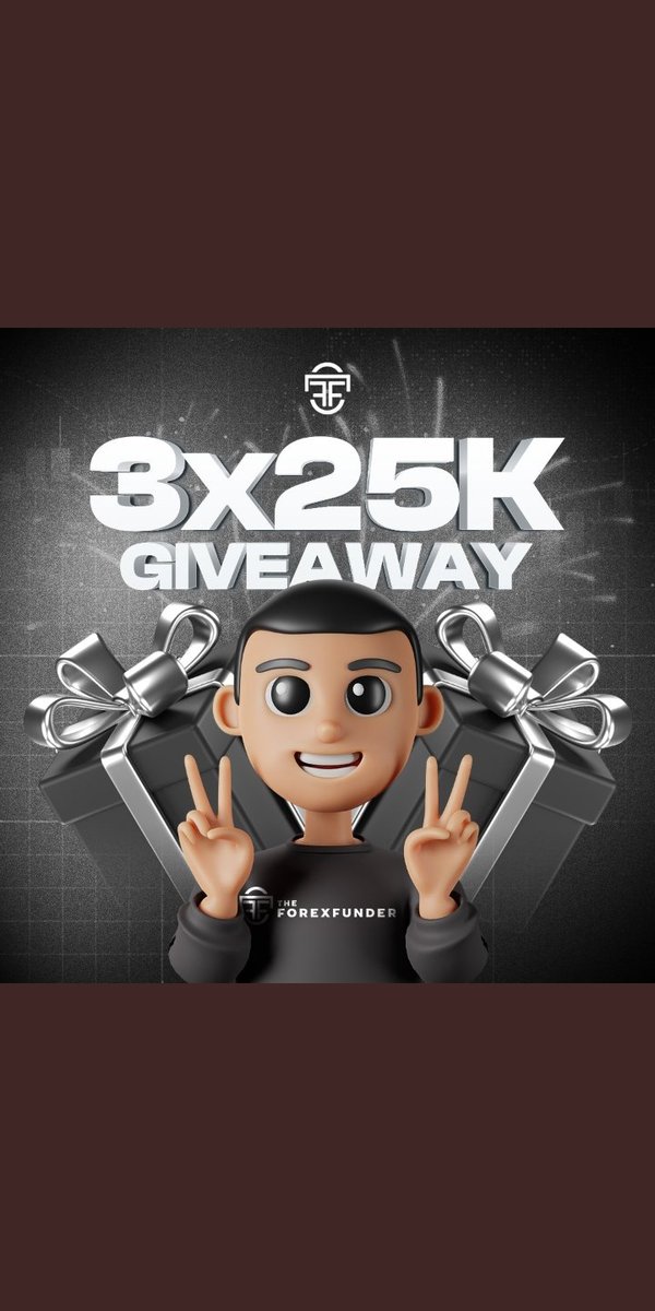 3x25k Challenge Account giveaway 🎁 🎁. RULES TO ENTER 👀 Follow👇 @Awelmo1 @TheForexFunder 💙 @TJFX98 @pip_alchemist @sirHishermfx @1MrGold1 @MAbba_FX -Like & retweet 🌟 -Tag 3 friends 🧍 •join our discord discord.com/invite/BYkraFY… Winners will be announced in 7 days 😉