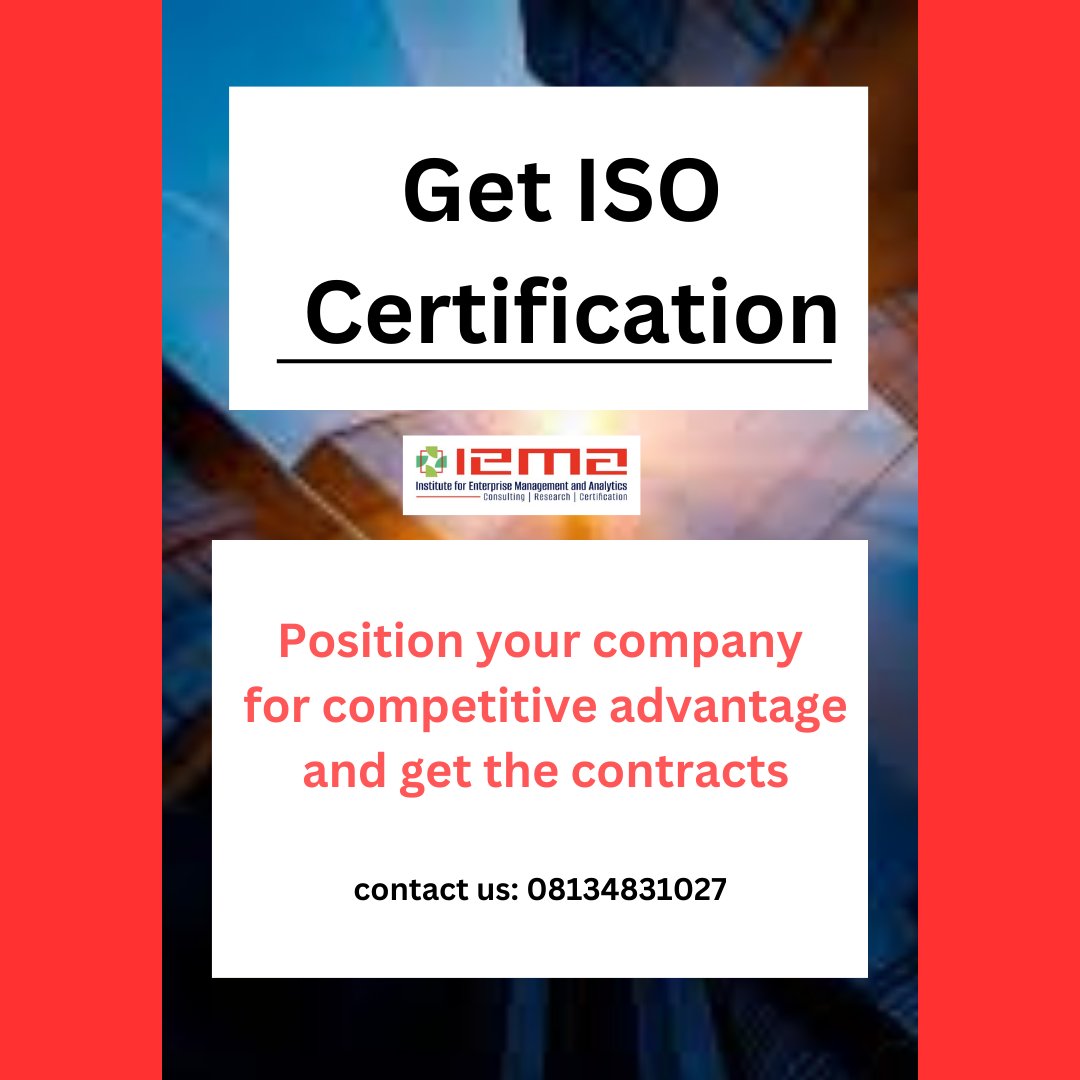 ISO: Your Business's Ticket to Success!!

#isocertification #Quote #BusinessImprovement #ManagementSystem #GetCertified #BusinessSolutions #ISOCertification