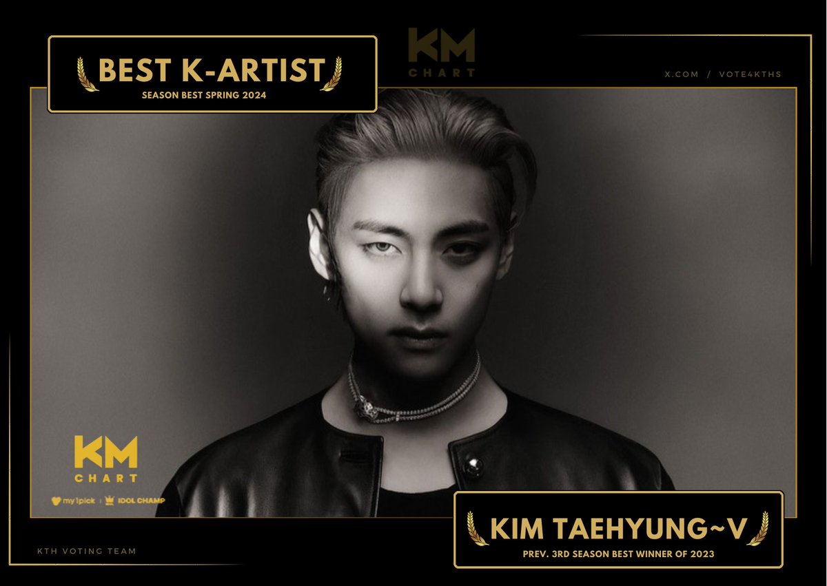 [🏆] Another added accolades of Taehyung's artistry as he won Spring Best Season Best Artist winner by K-Music. This is a repeat win as Tae was also previously declared best artist for 3rd Season 2023. CONGRATULATIONS TAEHYUNG SPRING SEASON BEST ARTIST V…