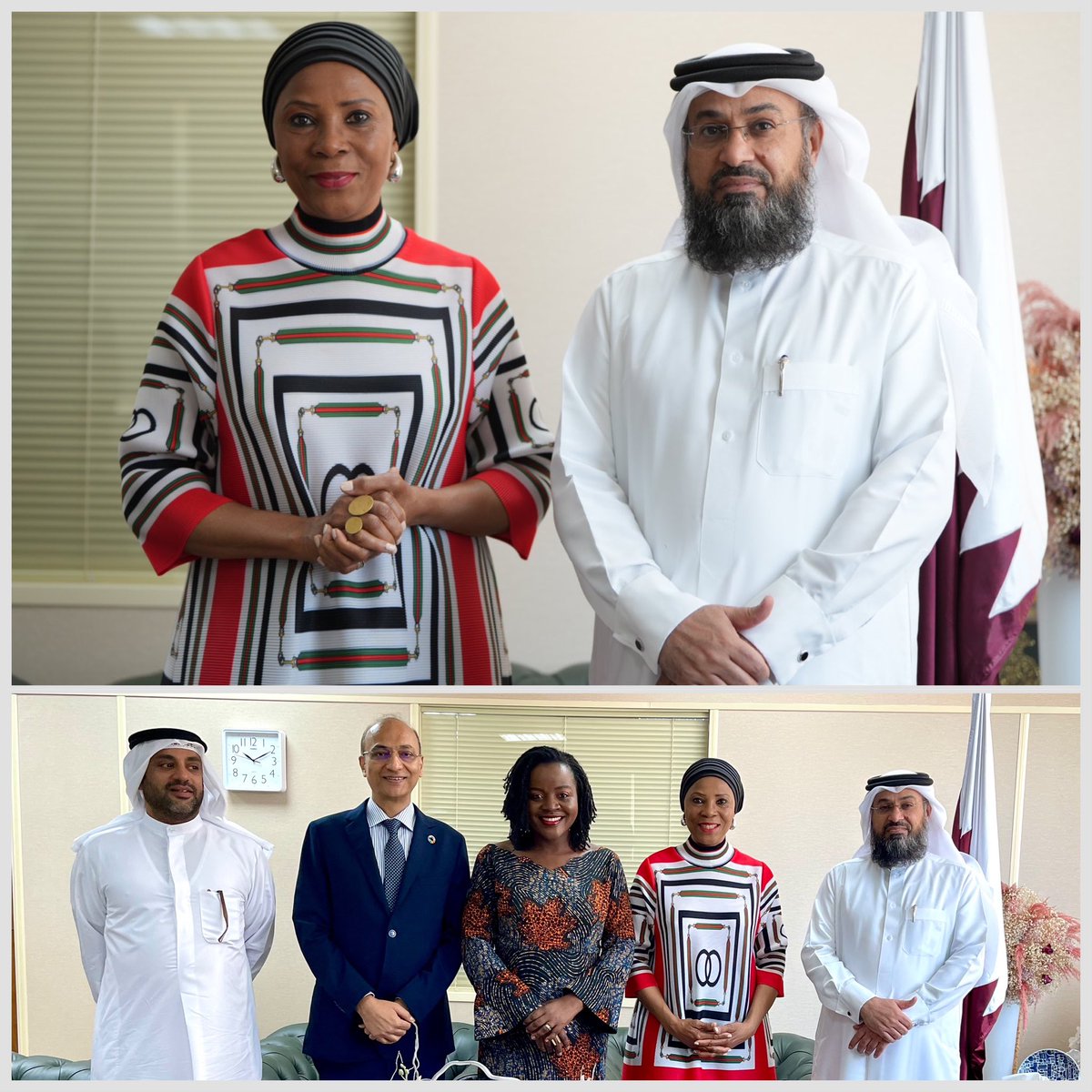 Pleased to meet w/ HE Dr Masoud Jarallah Al-Marri, Chairman of the Executive Council of the Islamic Organization for Food Security @IOFS_KZ to discuss how we could improve #foodsystems for mutually beneficial partnerships between African countries & #Qatar +rest of Middle East