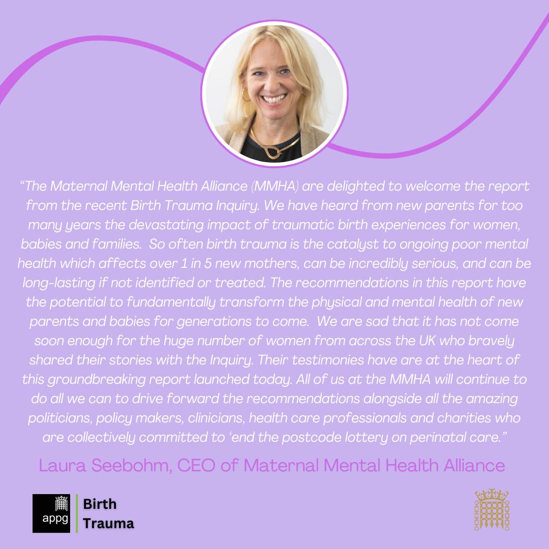 Maternal Mental Health Alliance (@mmhalliance) on Twitter photo We support the recommendations in today's #BirthTraumaInquiry report, which mirror much of what we've been campaigning for in recent years, and join the call on the Government to listen to mums & end the postcode lottery in maternity care: maternalmentalhealthalliance.org/news/birth-tra… <a href="/theodoraclarke/">Theo Clarke</a> We support the recommendations in today's #BirthTraumaInquiry report, which mirror much of what we've been campaigning for in recent years, and join the call on the Government to listen to mums & end the postcode lottery in maternity care: maternalmentalhealthalliance.org/news/birth-tra… <a href="/theodoraclarke/">Theo Clarke</a>