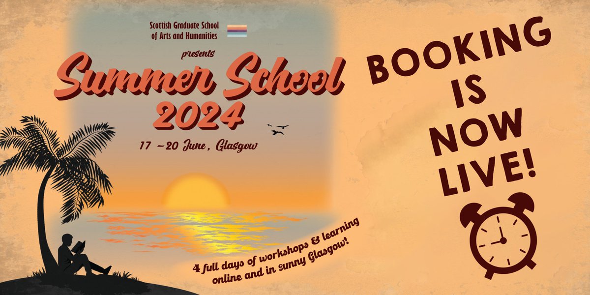 sgsah's tweet photo. 🚨 BOOKING FOR SUMMER SCHOOL 2024 (June 17th-20th) IS NOW LIVE! 👇  

🔗 https://t.co/M3lXMfdssH

🎟️ This year we have 3 ticket options:

. FREE - Online Events only
. £5 - Single Session
. £15 - Unlimited Sessions

Workshop spaces are expected to go fast so don't delay! ⏰ https://t.co/7zXwHMbOtc