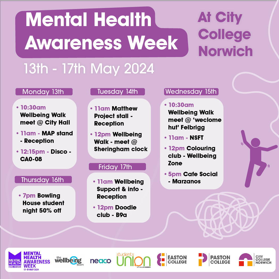 It's #MentalHealthAwarenessWeek and we're getting moving! 🧠 This year's theme is all about the power of movement to improve our mental health and wellbeing. We've got a range of sessions happening across campus this week, so join us and let's get moving together! 👇