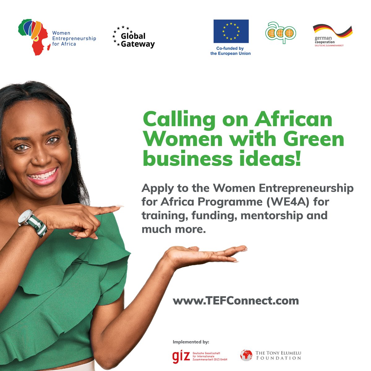 Ready to turn your green business dreams into reality? Calling all African women entrepreneurs: unlock training, funding, mentorship, and a shot at $5000 seed capital! 🌱 Don't miss out on this chance to make your mark and elevate your impact. Click the link below to apply—it's