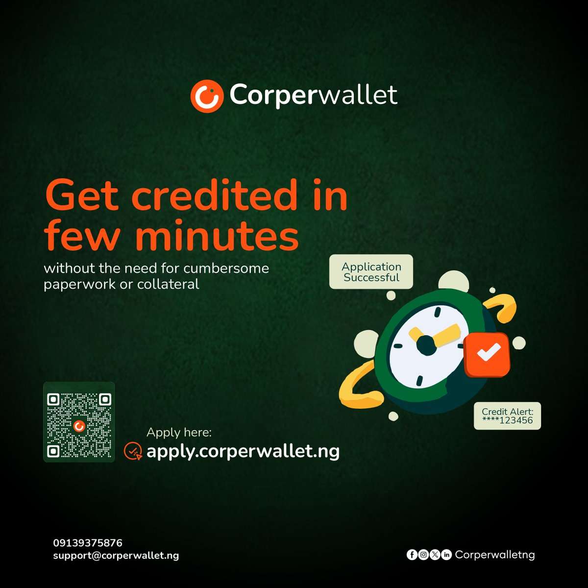 Apply now and get credited in few minutes, without any collateral.
Corperwallet got you!!!

#corperwallet #Corper #PCSL #Loan #Money #Corperwee #lagoscorper #Oguncorper #finance #fintech #business