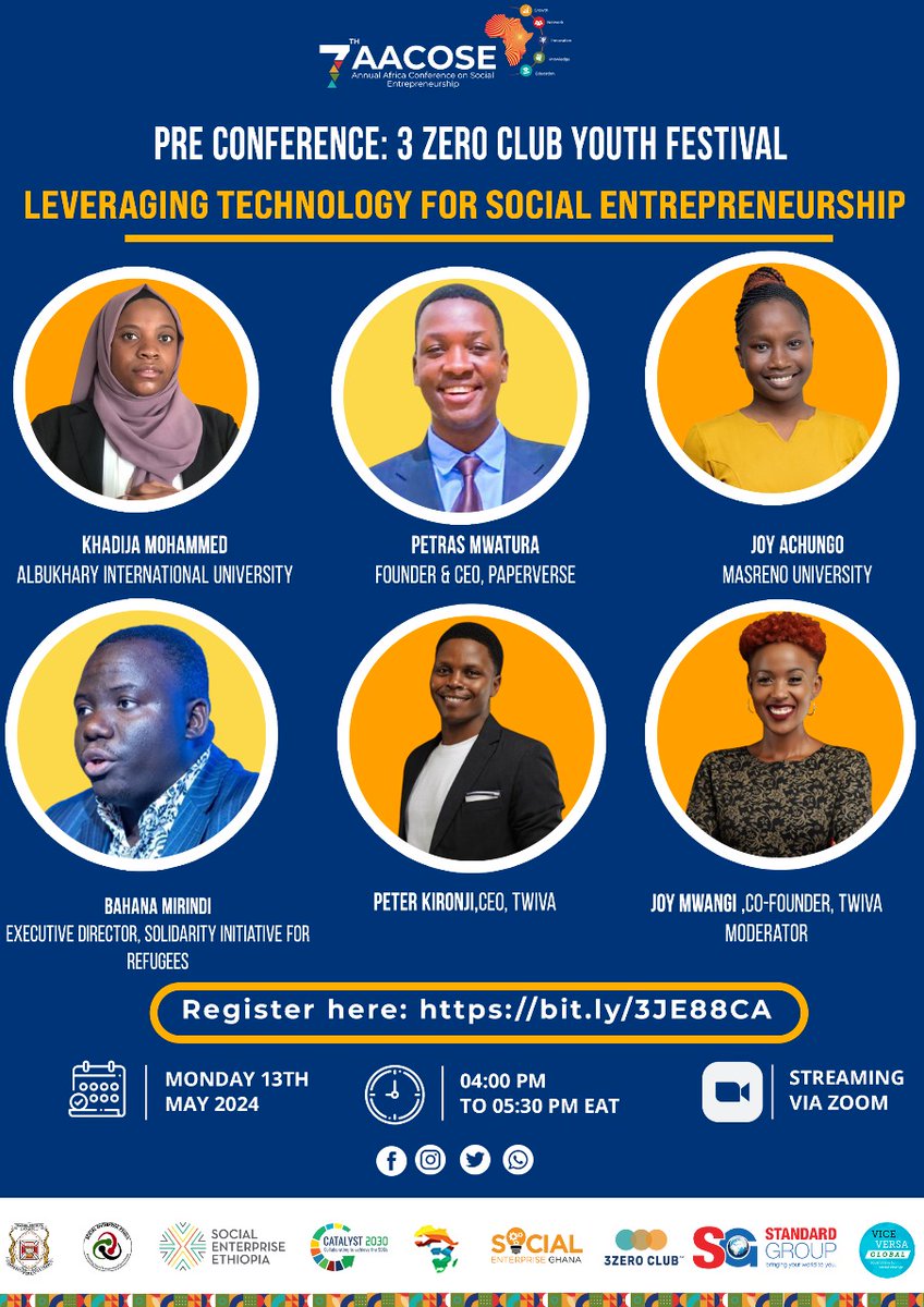 Join me today and other inspiring speakers for an interactive session on Leveraging Technology for Social Entrepreneurship ahead of the 7th Annual Africa Conference On #SocialEntrepreneurship.

Register here to secure your spot: bit.ly/3JE88CA 
 
#AACOSE7