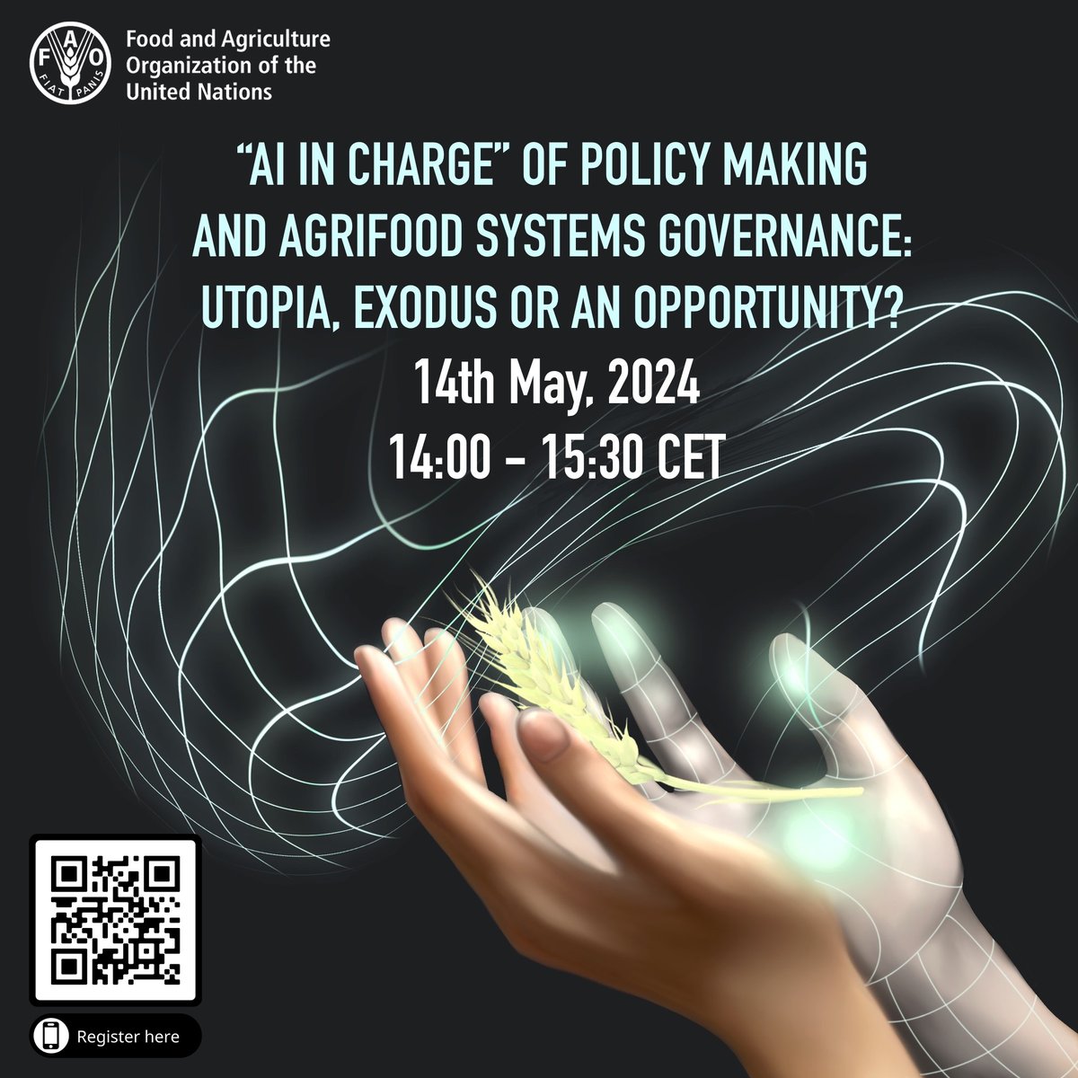 It's tomorrow! Let's talk about A.I in charge of Policy Making and Agrifood Systems Governance. Don't miss the opportunity to be part of this conversation. Register here : bit.ly/3WzOyyT
