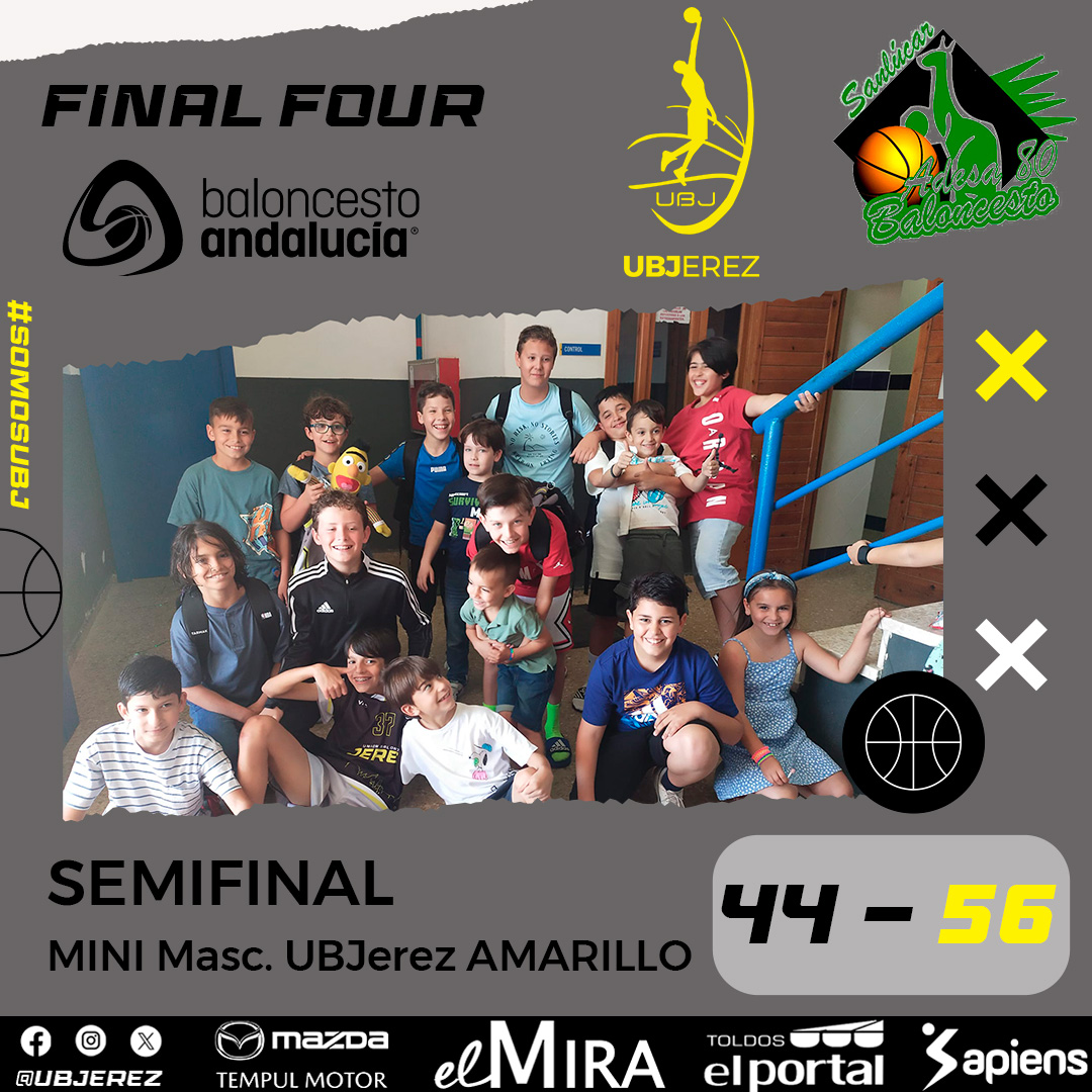 🏆 FINAL FOUR MINI MASC. 1º AÑO
🛡️ Semifinal

Los chicos del MINI Masc. UBJerez AMARILLO cayeron en el cruce de Semifinales frente al anfitrión de la FINAL FOUR. Una nueva experiencia que les servirá para seguir aprendiendo, creciendo...¡Y DISFRUTANDO!🤩

#SomosUBJ #SomosJerez