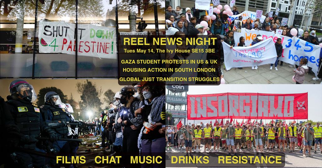 🎥🍿Looking forward to the @ReelNewsLondon film night tomorrow! 🗓️Tuesday 14th May 📍The Ivy House, SE15 3BE ⏰7pm Come for films, chat, music, drinks, resistance 🎞️💪✊ facebook.com/events/8212698…
