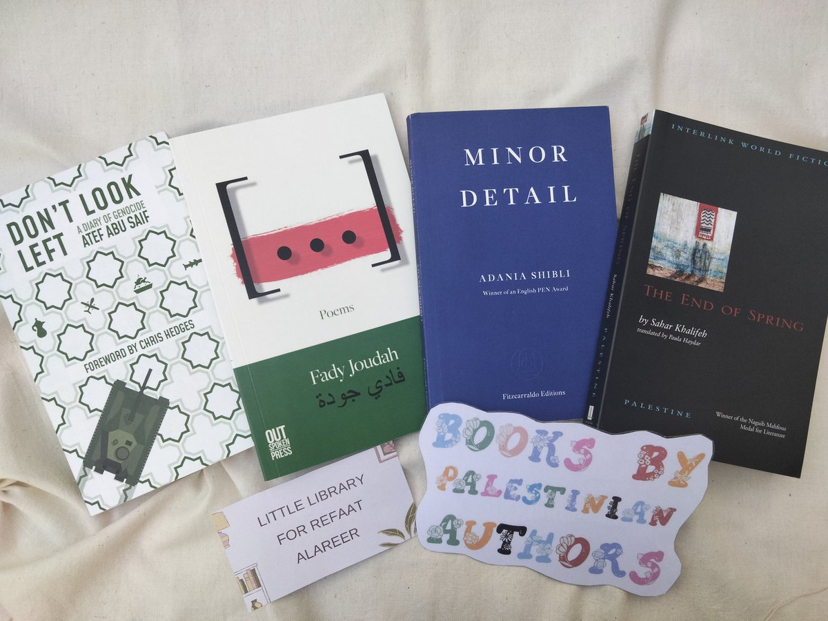 readbyuna's tweet image. some books by palestinian authors