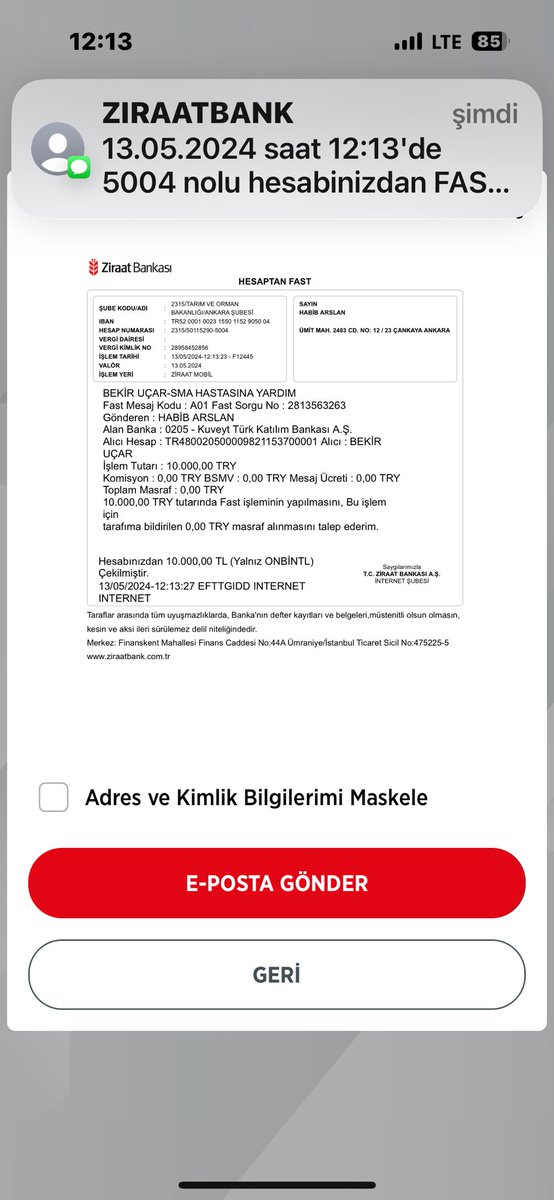 Bize gelen çiçekleri paraya çevirdik… Parasını da hemşehrimiz SMA hastası ‘Bekir Bebek’ in yardım hesabına yatırdık…

Çiçek gönderen tüm dostlara teşekkür ederim.

SMA hastalarımıza sahip çıkalım!
#BekirUçarBebek