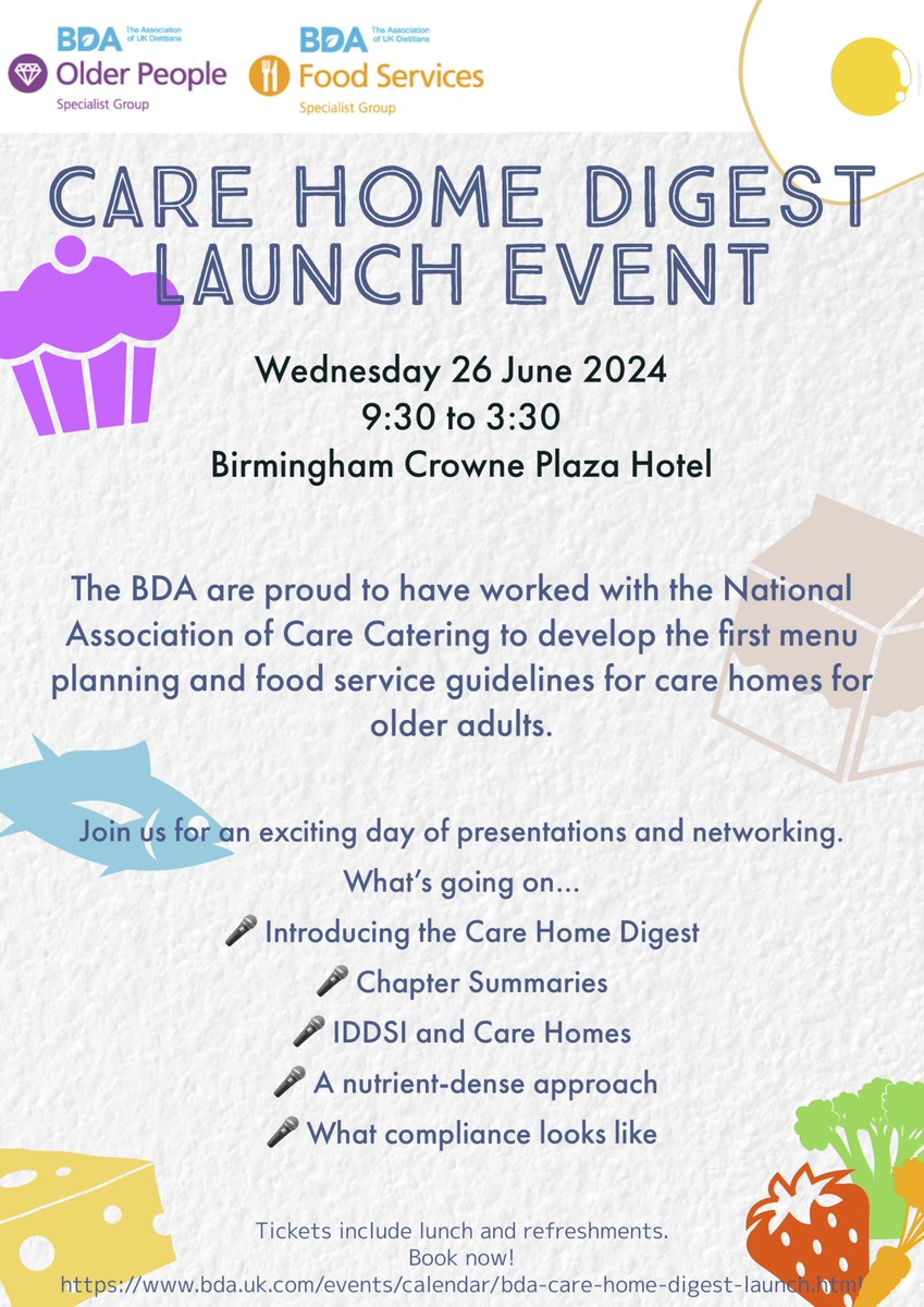 Happy Monday, everyone! @BDA_FoodServ & @BDA_olderpeople are excited to share details of our upcoming launch event for our new Care Home Digest resource! Who's joining us? Haven't booked yet? Here's the link! ---> bda.uk.com/events/calenda…