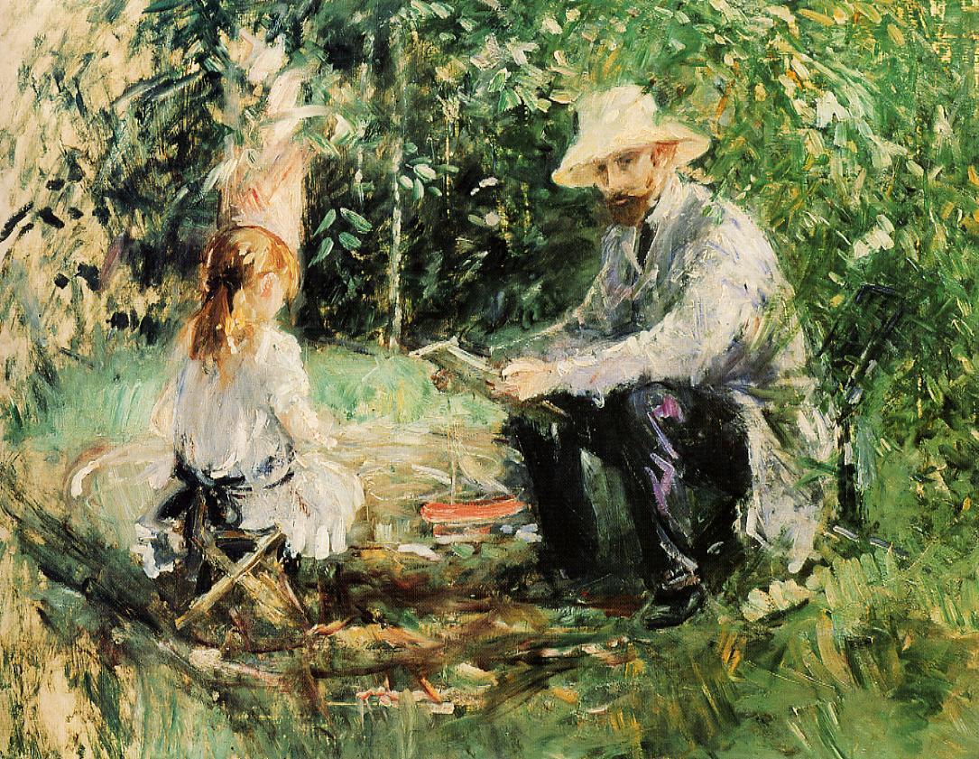 Berthe Morisot, Manet and His Daughter in the Garden