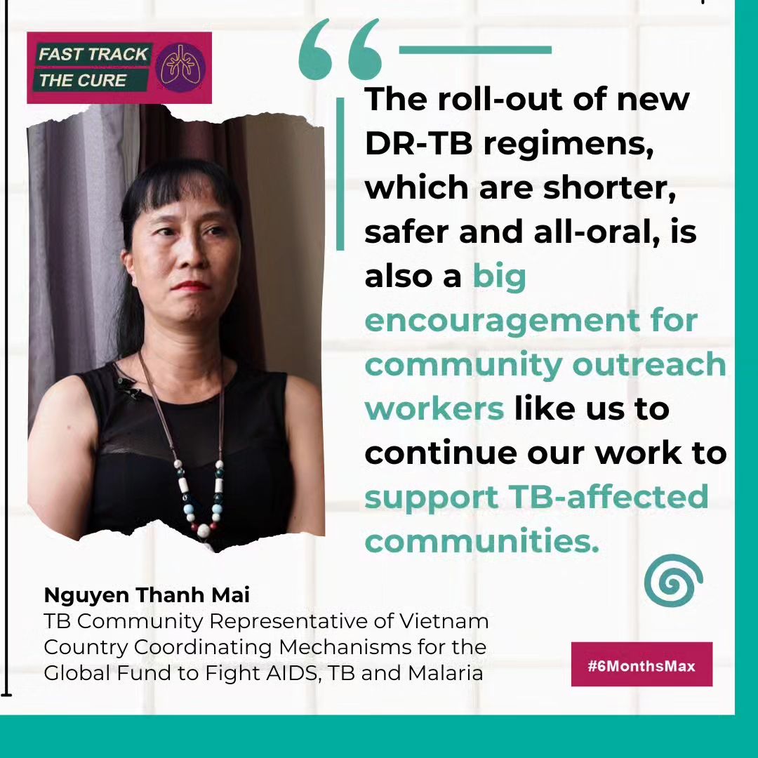 On the journey to support the community affected by TB, Mai understands the difficulties faced by people with DR-TB as the challenges in adherence support #6MonthsMax DR-TB treatment gives added motivation for community outreach workers like her to #EndTB #YesWeCanEndTB