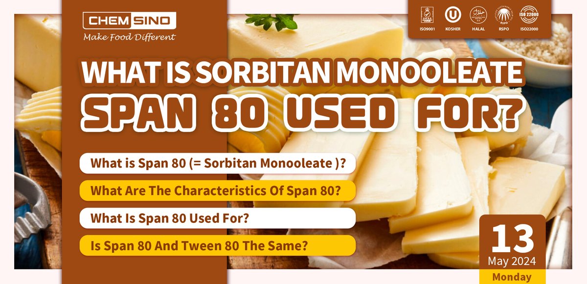 #Foodscience: What Is Sorbitan Monooleate Span 80 Used For? 🍰 #Span80 #Emulsifiers #Innovation 

Useful link 👉cnchemsino.com/blog/what-is-s…