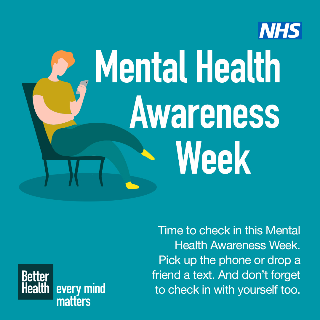 It's #MentalHealthAwarenessWeek.

If you're stressed, anxious, low or struggling to sleep, you can get expert advice, practical tips and plenty of help and support from #EveryMindMatters.

Find out more: nhs.uk/every-mind-mat…