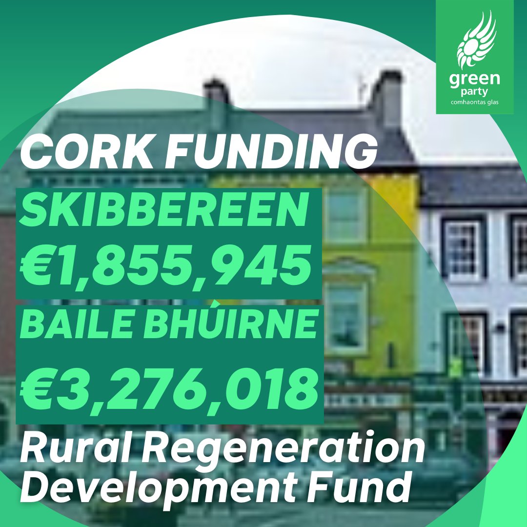 Record €164 million in funding for 30 regeneration projects in rural towns and villages with over €1.8 million for Skibbereen and over €3.2 million for Baile Bhúirne! 1/2