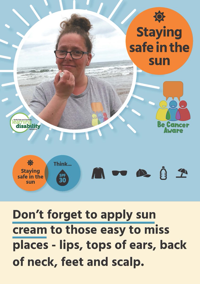 Staying safe in the sun. Don’t forget to apply sun cream to those easy to miss places - lips, tops of ears, back of neck, feet and scalp #becanceraware @NECLDnetwork @northerncanceralliance