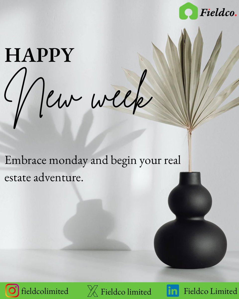 It’s a new week💃
Are you ready to conquer Monday and dive into the world of real estate 💼

#happynewweek #monday #fieldcolimited #premiumproperties #realestate #facilitymanagement #luxuryproperties