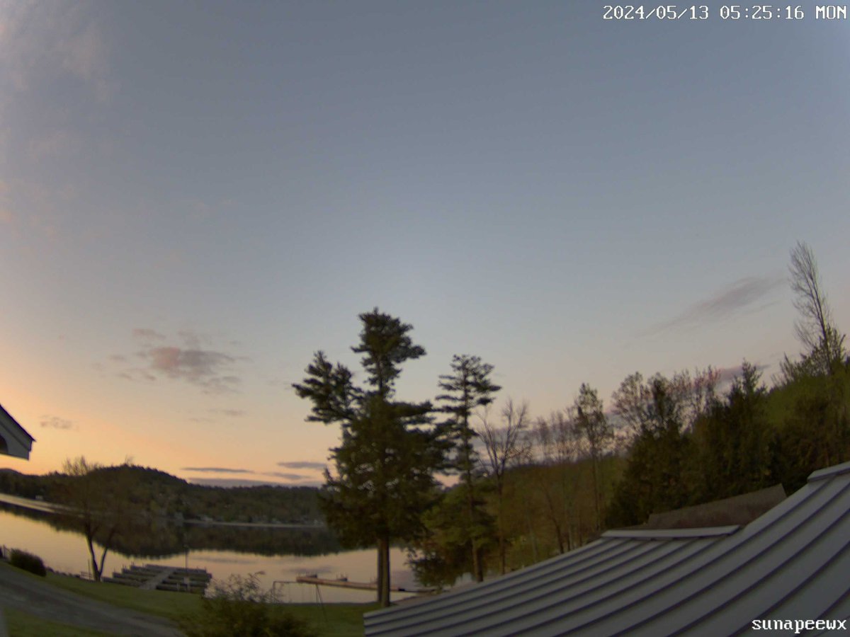 13 May 2024—Good morning #Sunapee. The sunrise this morning was at 5:25 AM. The forecast high for today is 66ºF #NewHampshire #weather #NHwx