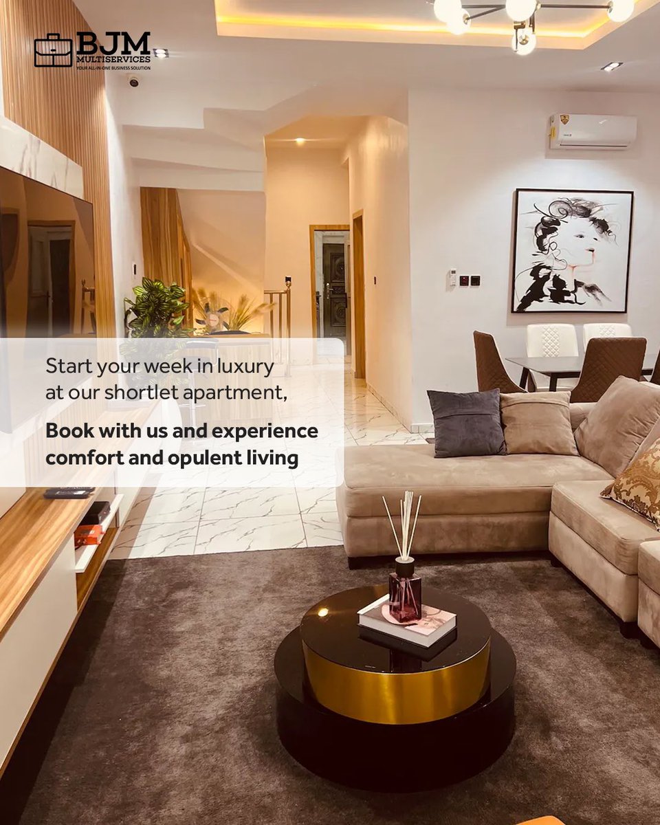 Our shortlet apartments offer the perfect blend of comfort and opulence.

Book with us and experience a luxurious beginning to your week.

Send us a DM now for bookings and inquiries. 

#Bimmultiservices #Airbnb #ShortletsApartments #ShortletsinLekki
#LuxuryApartments